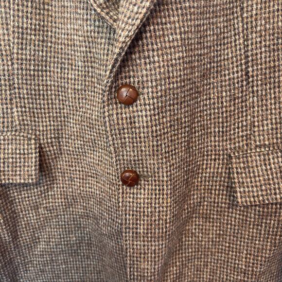 Handwoven Men’s Harris Tweed 100% Scottish Wool Blazer Brown Houndstooth Check - Picture 4 of 9